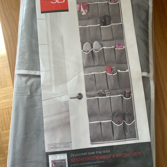 Gray and White Over-the-Door Closet Organizer with Hooks - Picture 1 of 2